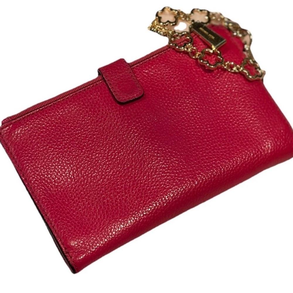 Michael Kors Leather Jet Set Double Zip Bifold Wallet Wristlet Bright Pink - Picture 7 of 16